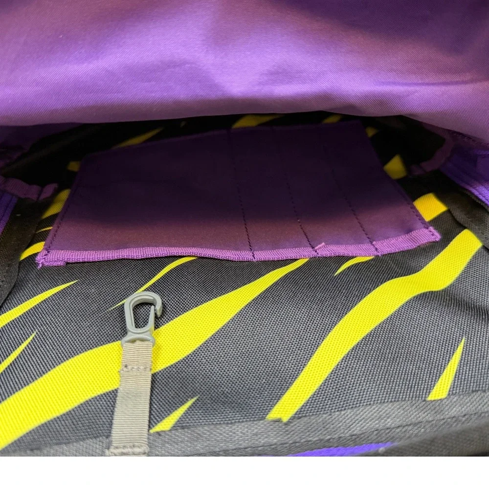 Burton Zebra Stripe Backpack Yellow Black Purple Laptop Sleeve School Travel Bag